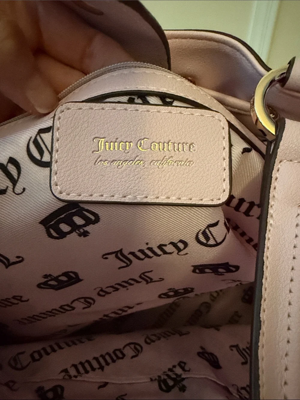 Juicy Couture Pink and Brown Logo Tote with Bow Accent